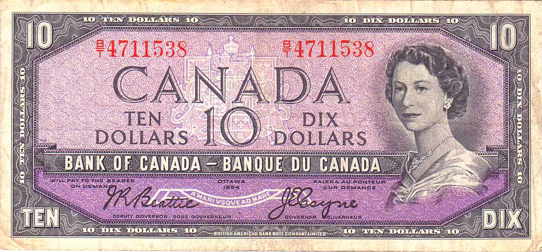 Canada 10 1954 VF P-79/a